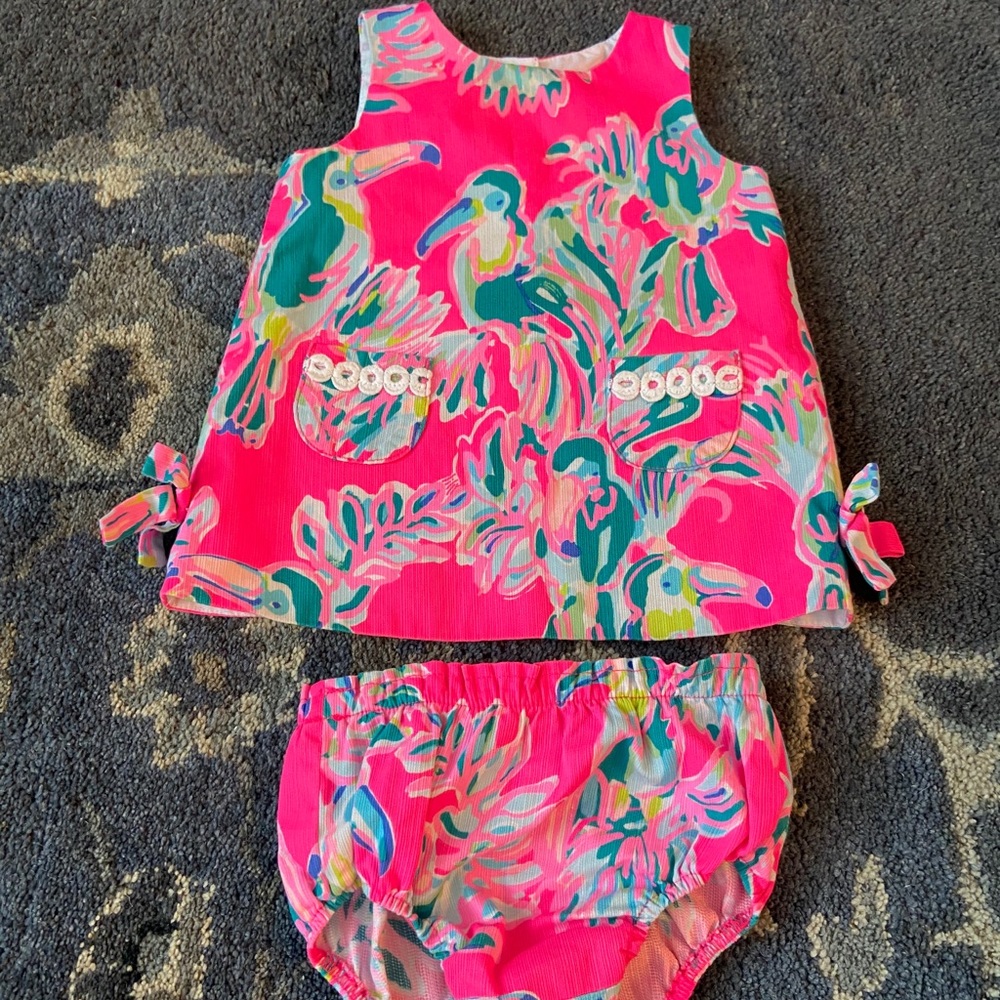 EUC Lilly Pulitzer Toucan Can dress/bloomers 6-12m